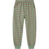 Apples Print Elastic Waistband Ribbed Hems Sweatshirt Pants, Green Bay - Sweatpants - 1 - thumbnail