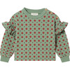 Baby Apples Felpa Relaxed Fit Dropped Shoulder Ruffle Sleeve Sweatshirt, Green Bay - Sweatshirts - 1 - thumbnail