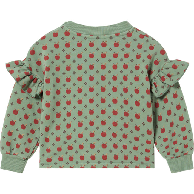 Baby Apples Felpa Relaxed Fit Dropped Shoulder Ruffle Sleeve Sweatshirt, Green Bay - Sweatshirts - 2