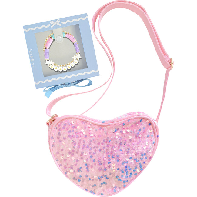 Sparkle Purse and Bracelet Set, Pink - Mixed Accessories Set - 1