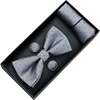 Textured Bowtie Set, Light Silver - Bowties & Ties - 1 - thumbnail