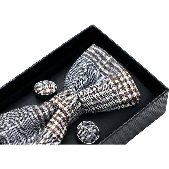 Plaid Bowtie Set, Beige