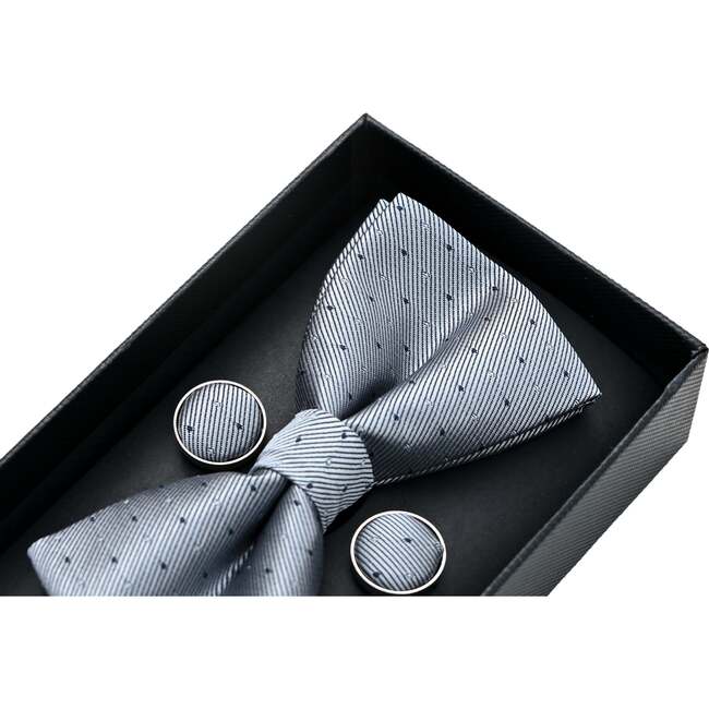 Textured Bowtie Set, Light Silver - Bowties & Ties - 2