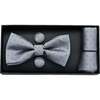 Textured Bowtie Set, Light Silver - Bowties & Ties - 3