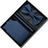 Lined Tie Set, Navy - Bowties & Ties - 1 - thumbnail