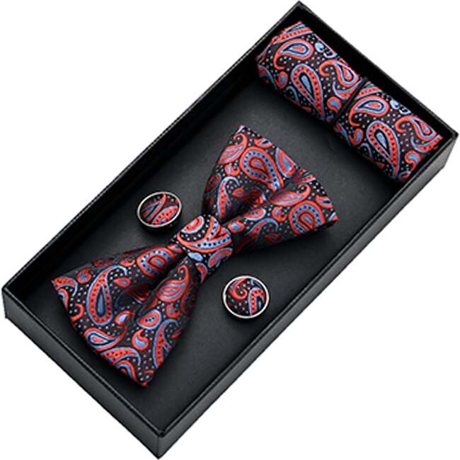 Paisley Bowtie Set, Red