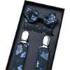 Floral Suspenders Set, Dark Blue - Bowties & Ties - 2