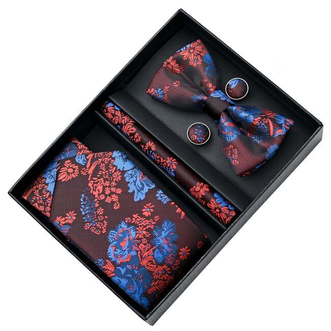 Floral Tie Set, Red & Blue