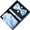 Floral Tie Set, Blue - Bowties & Ties - 1 - thumbnail