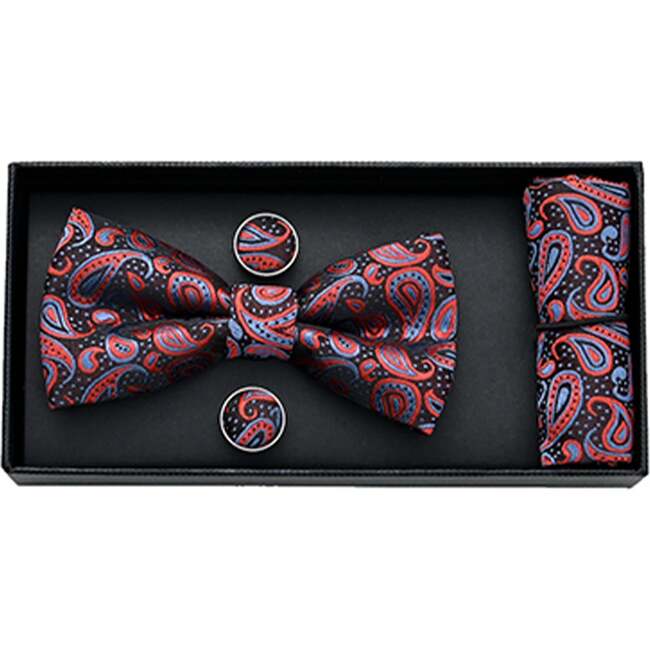 Paisley Bowtie Set, Red - Bowties & Ties - 3