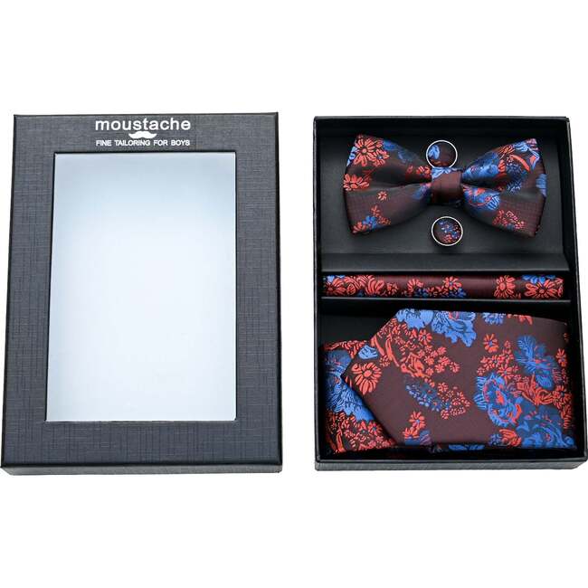 Floral Tie Set, Red & Blue - Bowties & Ties - 3