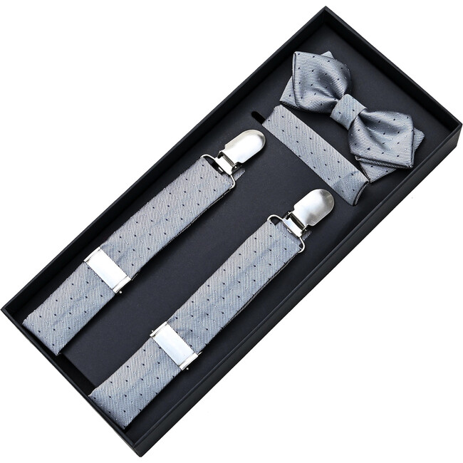 Dotted Suspenders Set, Silver