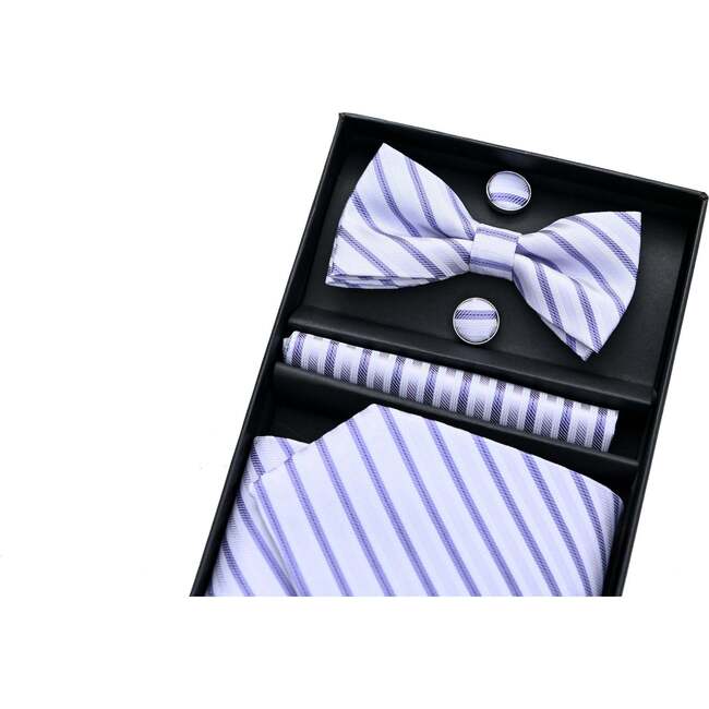 Striped Bowtie Set, Purple - Bowties & Ties - 2