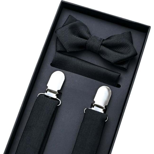 Lined Suspenders Set, Black - Bowties & Ties - 2