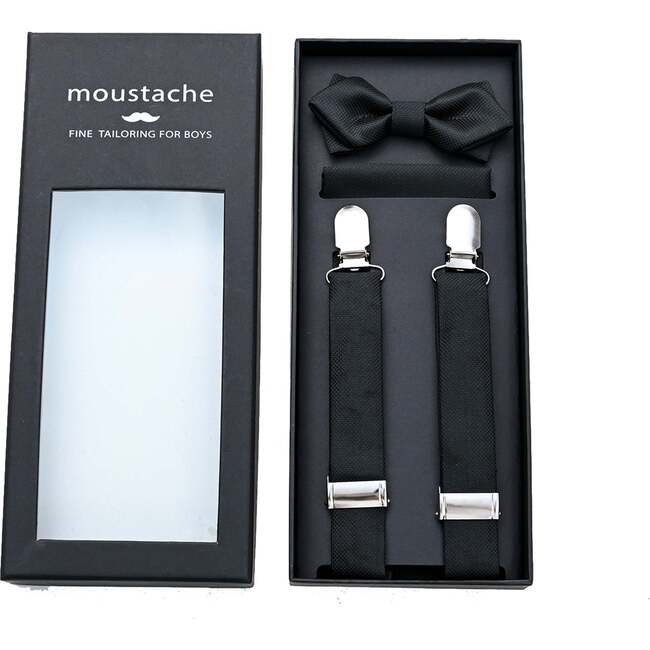 Lined Suspenders Set, Black - Bowties & Ties - 3