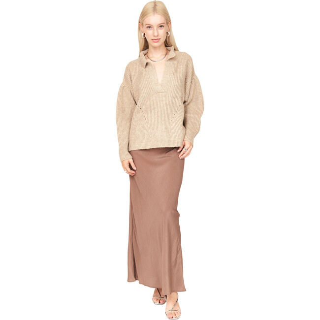 Women's Santander Silk Skirt, Taupe