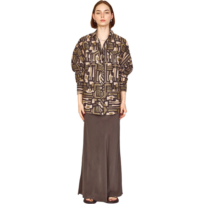 Women's Kyoto Blouse, Olive Labyrinth