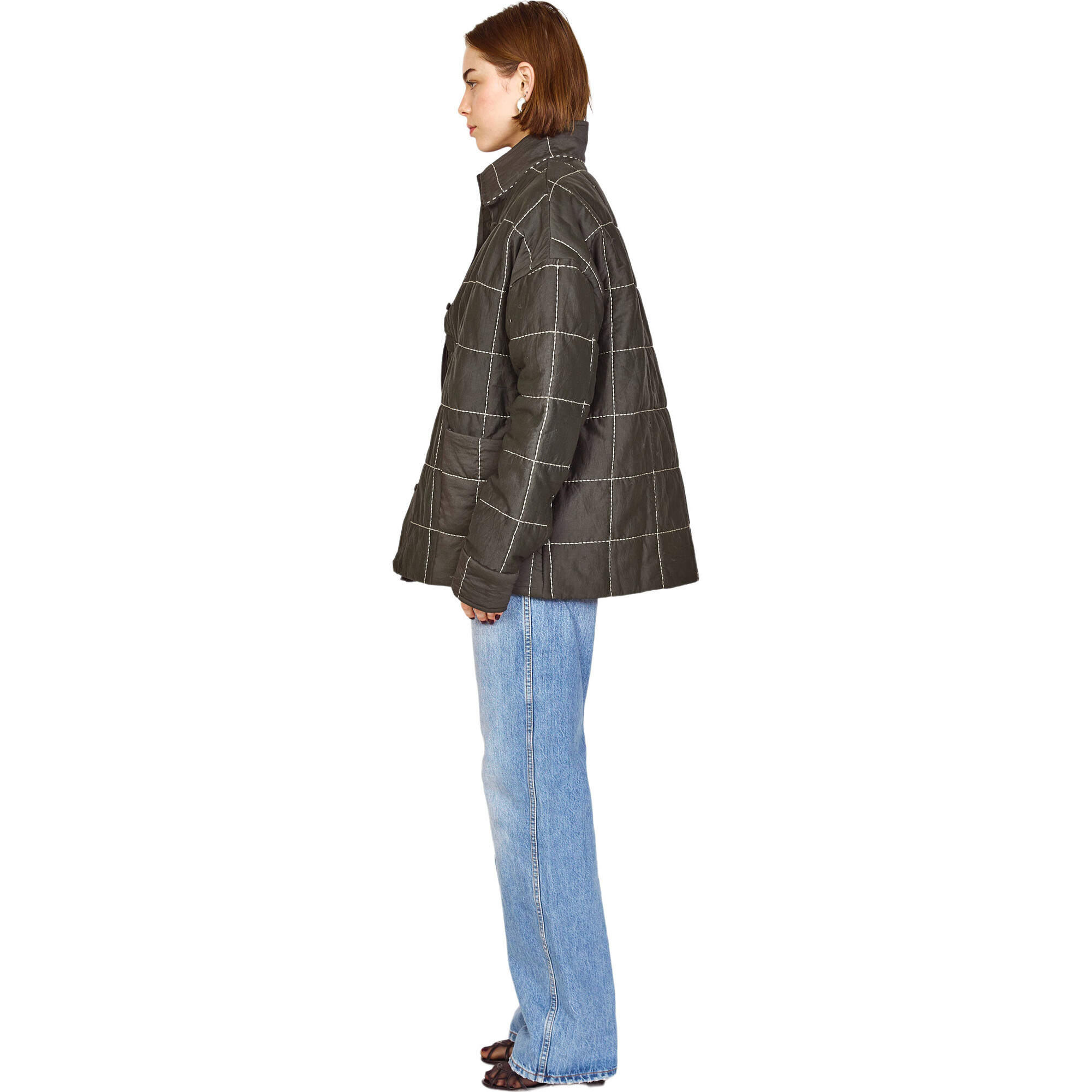 Women's Tahoe Hand Embroidered Oversized Quilted Jacket, Black