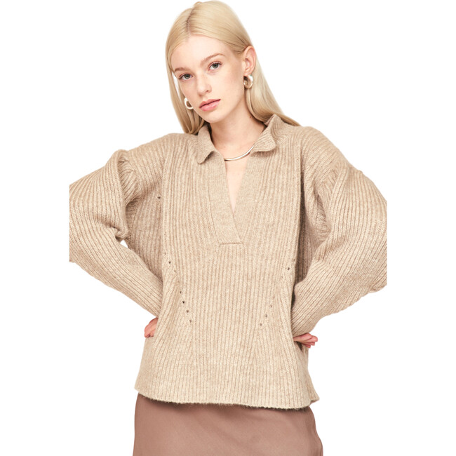 Women's Jackson Relaxed Fit Pullover Sweater, Camel - Sweaters - 3