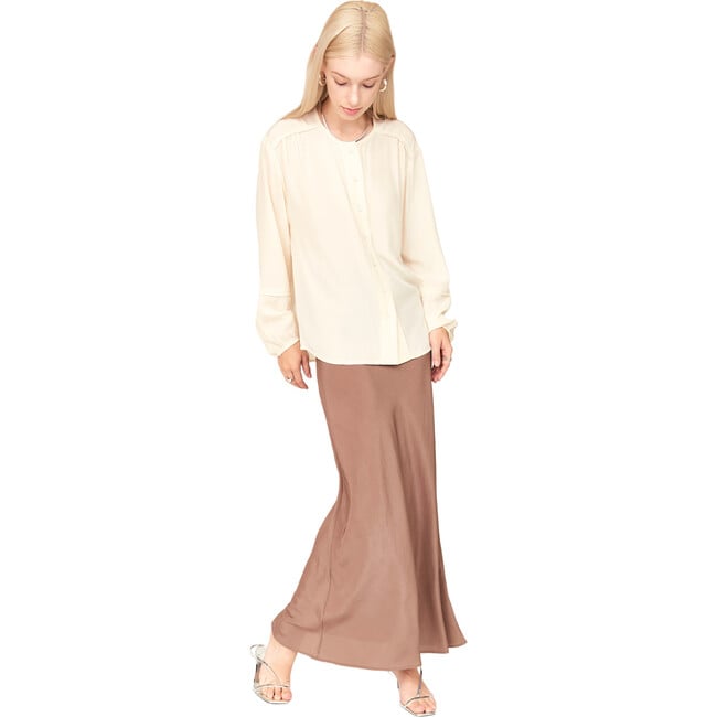 Women's Santander Silk Skirt, Taupe - Skirts - 3