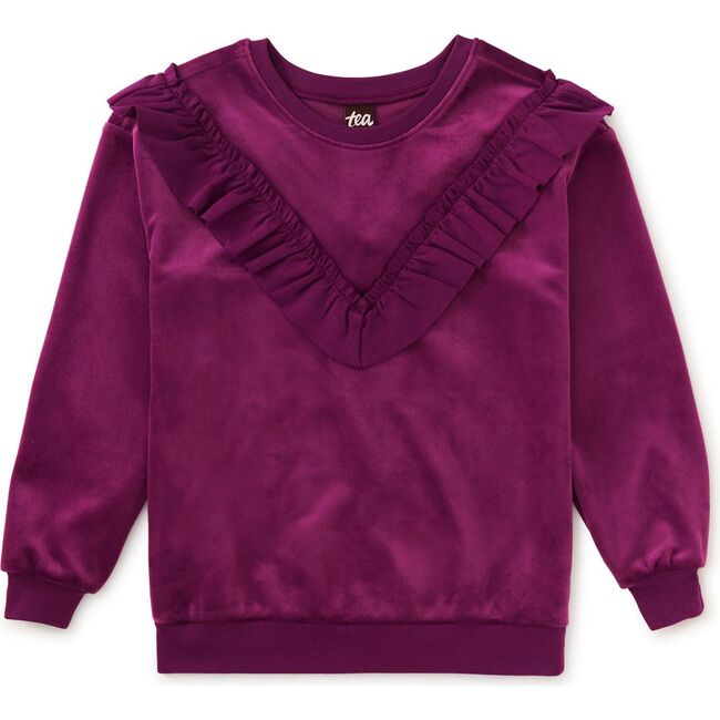 Velour Ruffle Tunic Top, Cosmic Berry