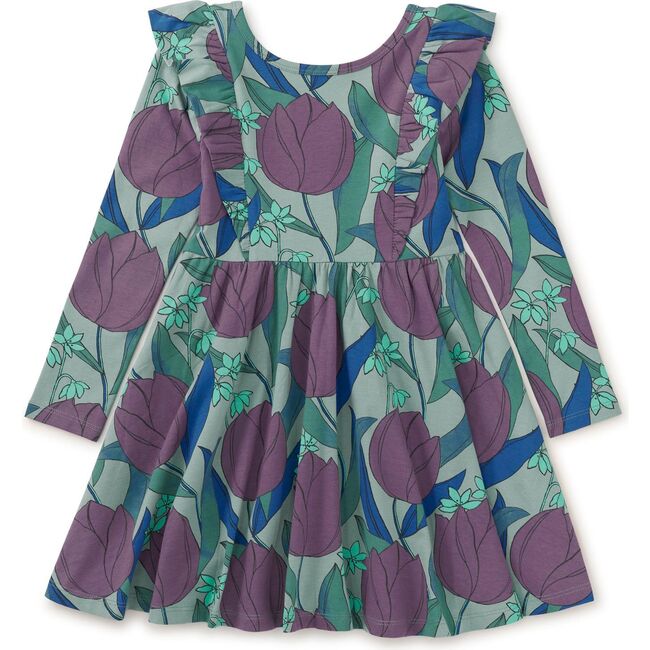 Ruffle Shoulder Ballet Dress, Tulip Twist in Green