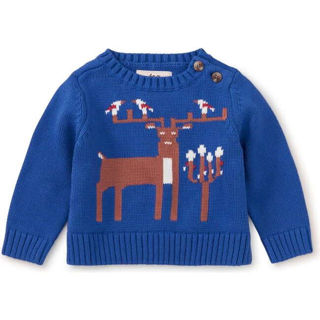 Reindeer Baby Sweater, Majorelle Blue