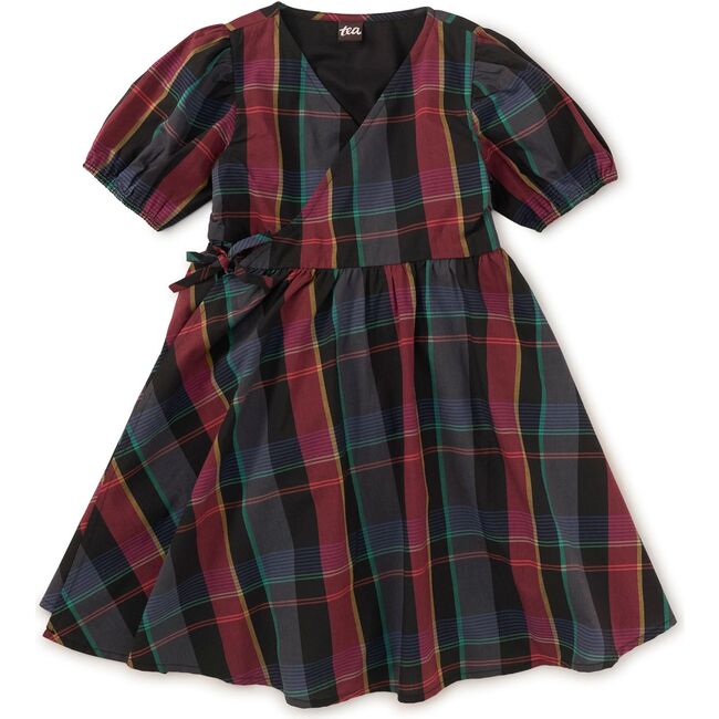 Tie Wrap Neck Dress, Family Plaid