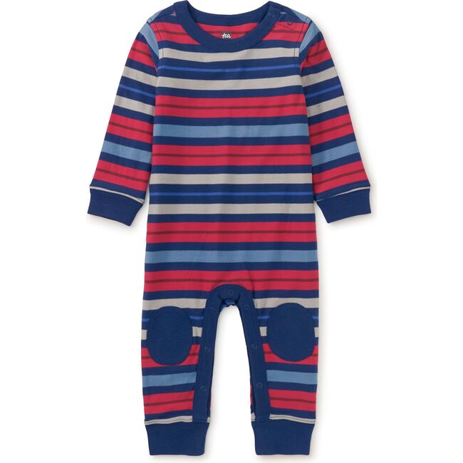 Stripe Knee Patch Baby Romper, Nightfall