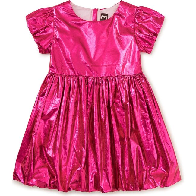 Metallic Balloon Skirted Dress, Metallic Pink