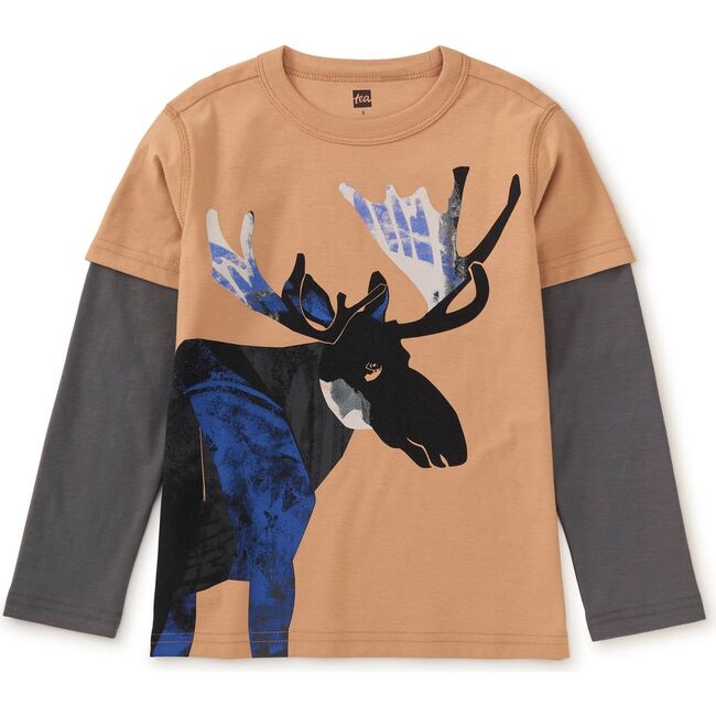 Painted Moose Layered Tee, Balsa Wood