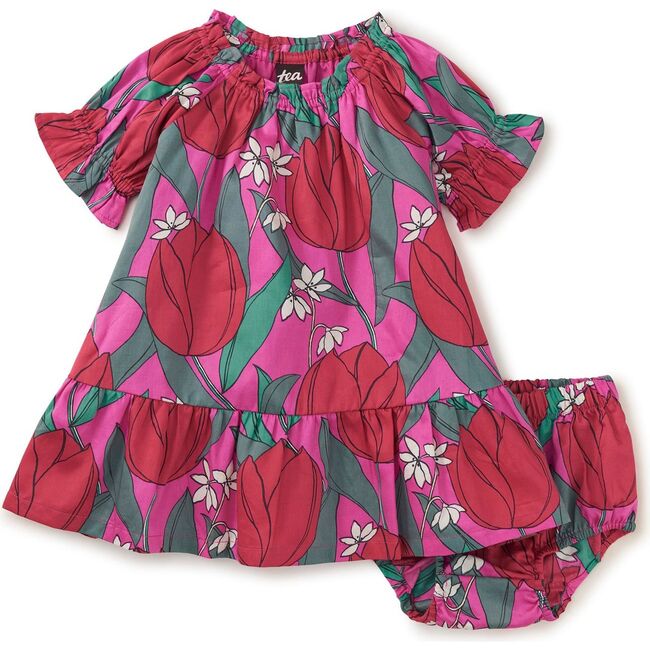 Puff Sleeve Baby Dress, Tulip Twist in Pink