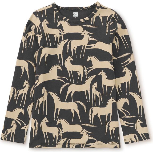 Long Sleeve Slim Fit Top, Golden Horse