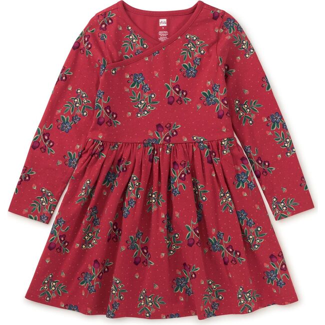 Long Sleeve Wrap Neck Dress, Turkish Tea Floral