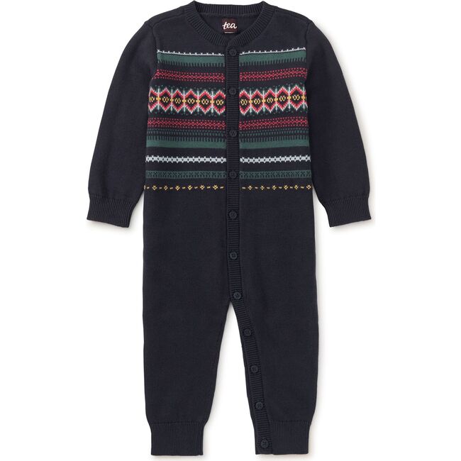 Cozy Fair Isle Baby Romper, Indigo