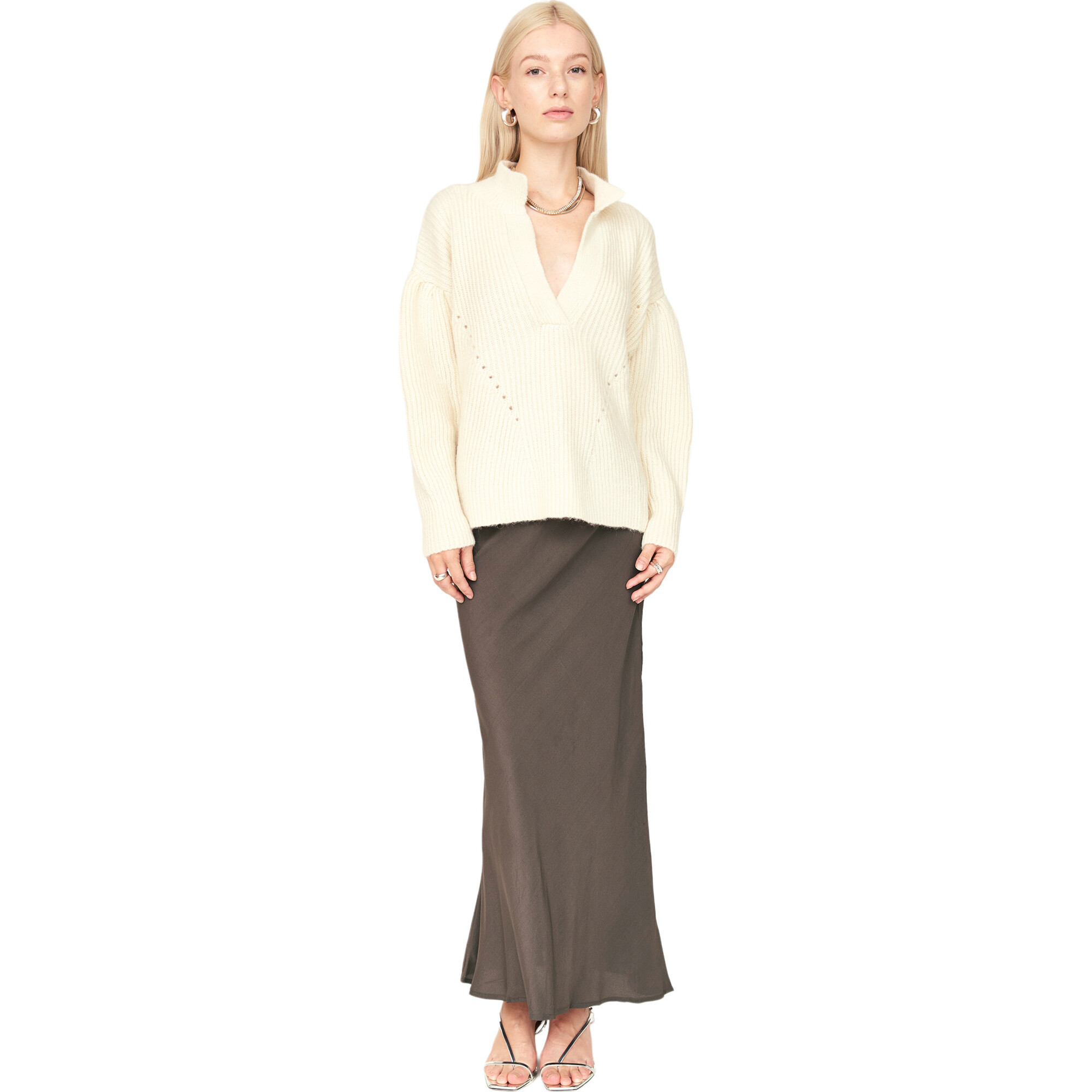 Women's Jackson Oversized Fit Pullover Sweater, Ivory - Sweaters - 1