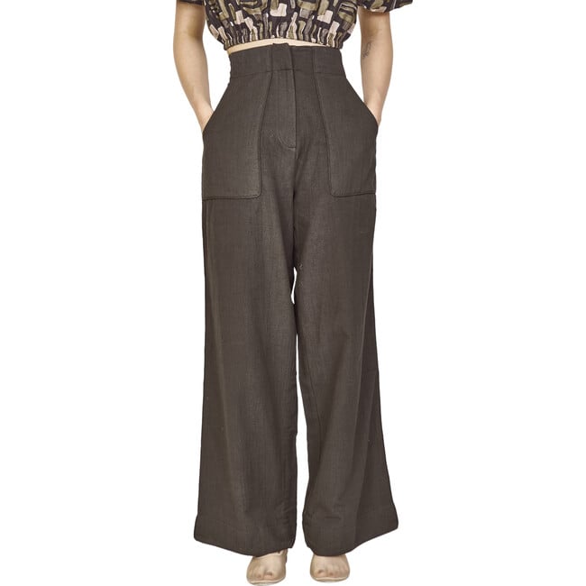 Women's Tivot Wide Leg Pant, Black Olive - Pants - 4