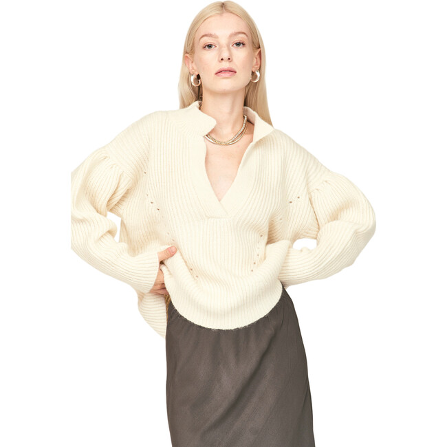 Women's Jackson Oversized Fit Pullover Sweater, Ivory - Sweaters - 4