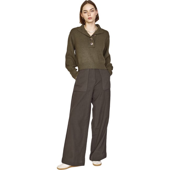 Women's Tivot Wide Leg Pant, Black Olive - Pants - 5