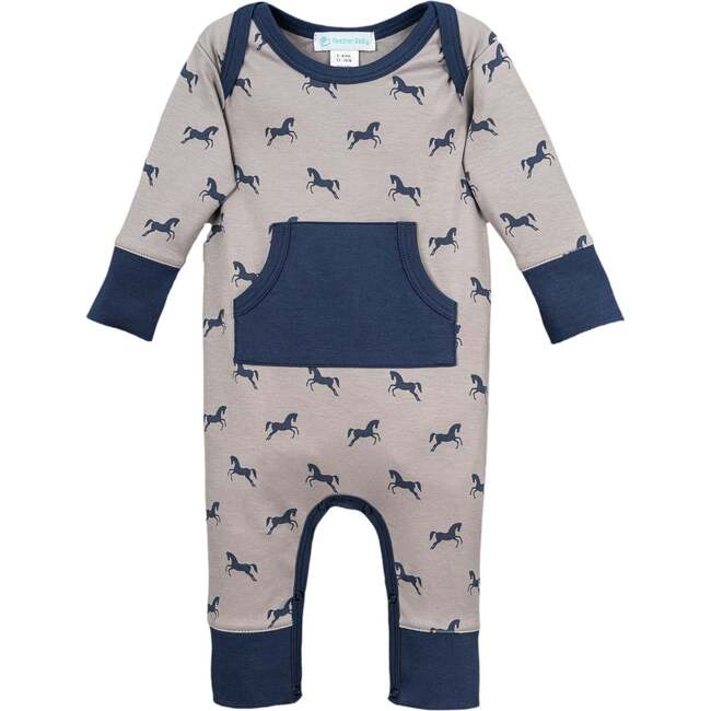 Kangaroo Romper, Prancing Stallions on Grey