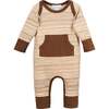 Kangaroo Romper, Cocoa Stripe - Rompers - 1 - thumbnail