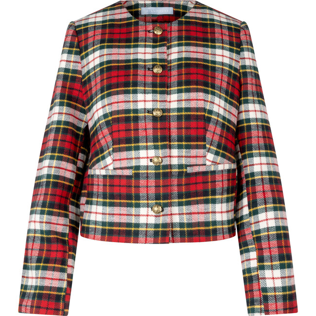 Women's Virginia Tartan Shoulder Pad Long Sleeve Jacket, Multicolors - Jackets - 1