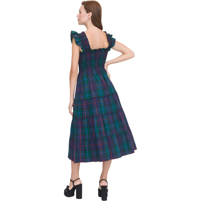 Women's Ellie Tartan Smocked Ruffle Shoulder Tiered Skirt Nap Dress, Midnight Navy - Dresses - 3