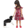 Girls Ellie Tartan Smocked Ruffle Shoulder A-Line Skirt Nap Dress, Crimson - Dresses - 2