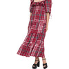 Women's Corinne Tartan Square Neck Midi Sleeve Tiered Skirt Nap Dress, Crimson - Dresses - 4