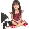 Girls Ellie Tartan Smocked Ruffle Shoulder A-Line Skirt Nap Dress, Crimson - Dresses - 3