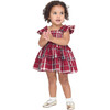 Baby Girls Ellie Tartan Smocked Ruffle Shoulder A-Line Skirt Nap Dress, Crimson - Dresses - 2