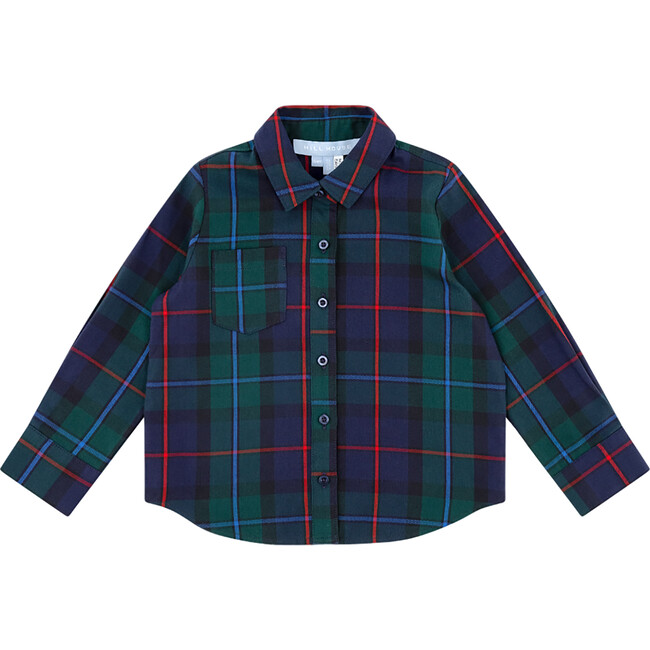 Baby Boys Brennan Tartan Long Sleeve Button-Down Shirt, Midnight Navy - Shirts - 1