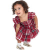 Baby Girls Ellie Tartan Smocked Ruffle Shoulder A-Line Skirt Nap Dress, Crimson - Dresses - 3