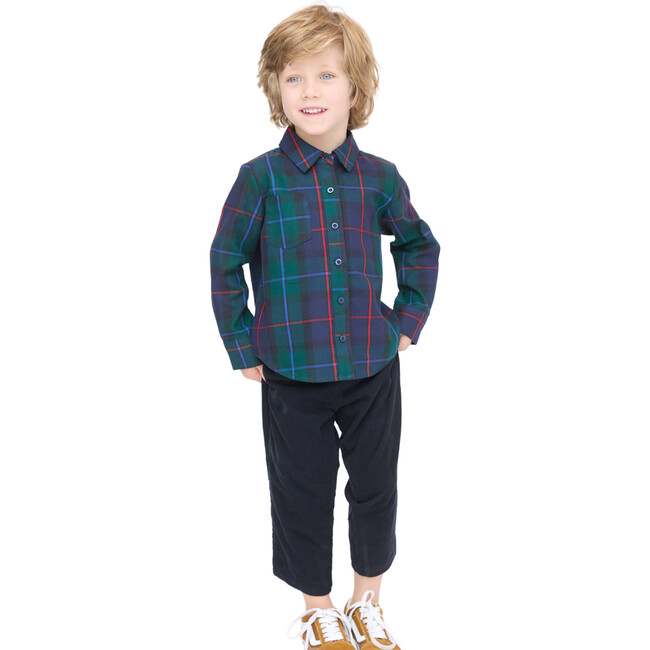 Baby Boys Brennan Tartan Long Sleeve Button-Down Shirt, Midnight Navy - Shirts - 2